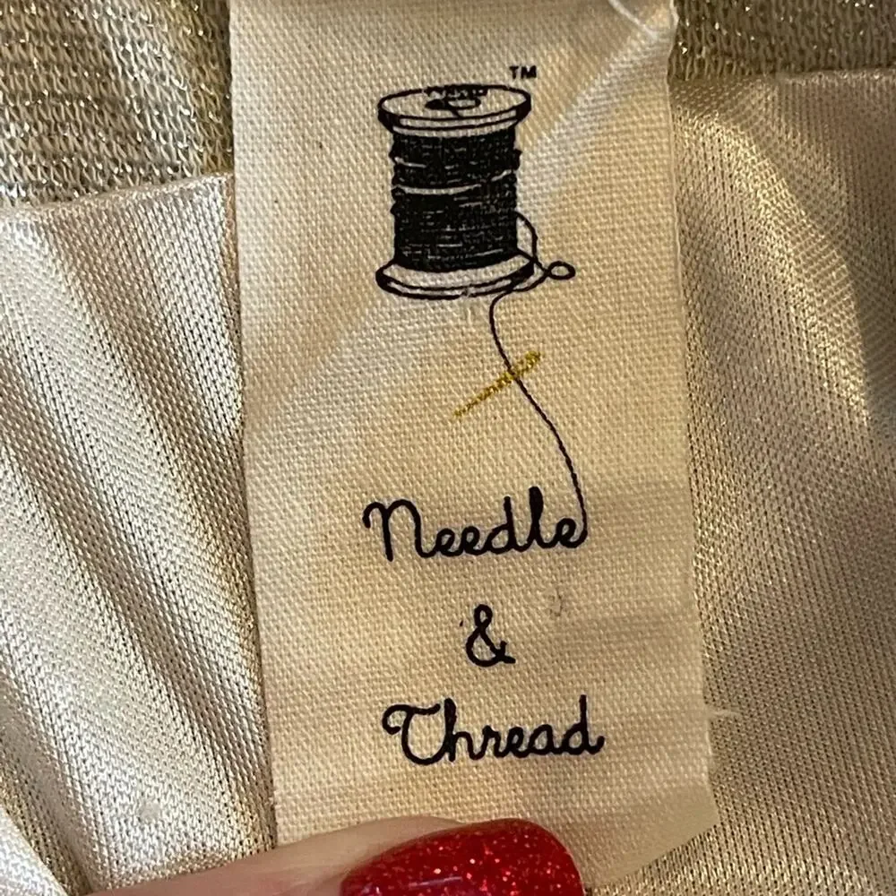 Needle & Thread Ivory Swiss Dot Shimmer Sleeveless Fit & Flare Dress Medium